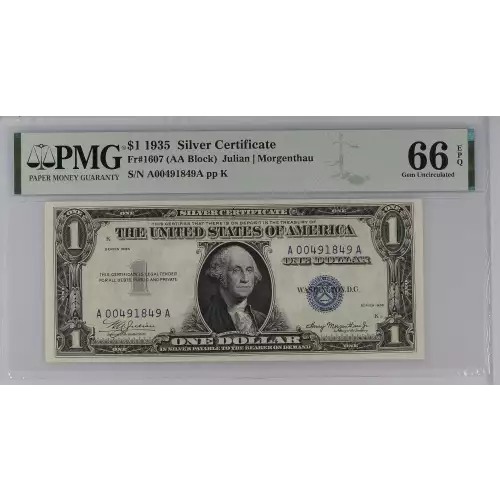 $1 1935 blue seal. Small Silver Certificates 1607 (3)