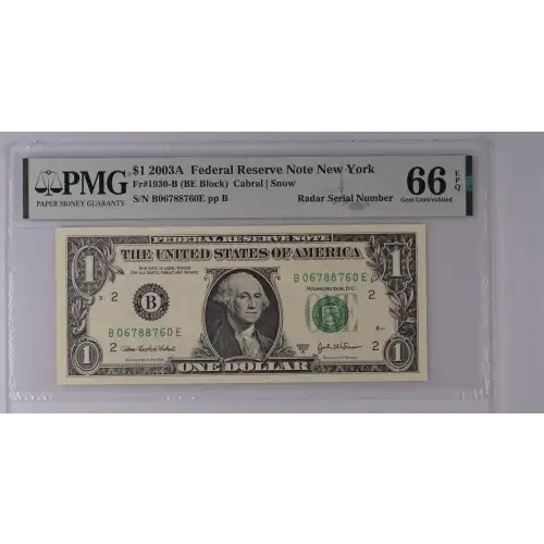 $1 2003-A. Green seal. Small Size $1 Federal Reserve Notes 1930-B (2)