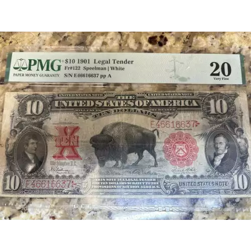 $10  Small Red, scalloped Legal Tender Issues 122