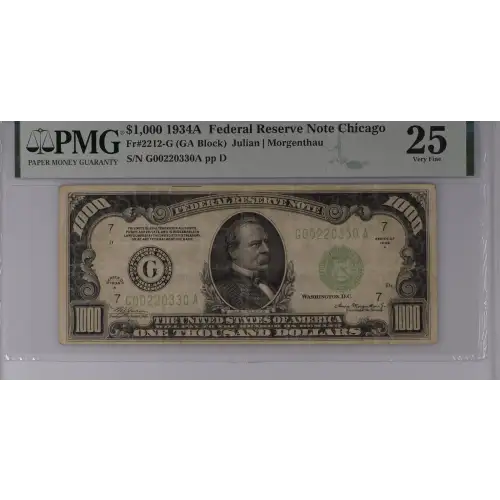 $1,000 1934-A.  High Denomination Notes 2212-G (2)