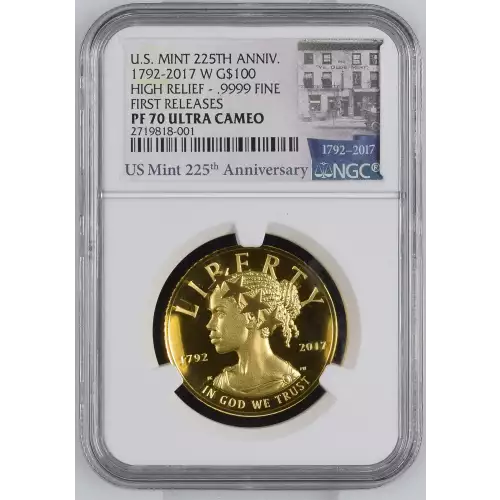 1792-2017 HIGH RELIEF - .9999 FINE FIRST RELEASES U.S. MINT 225TH ANNIV. ULTRA CAMEO (2)