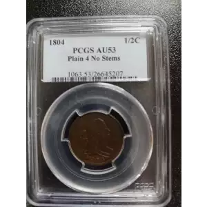 1804 1/2C Plain 4, No Stems, BN