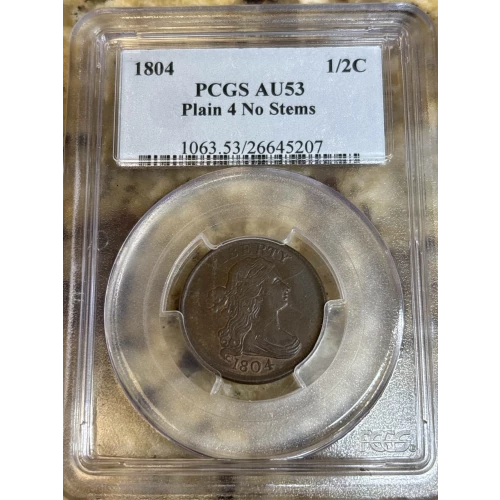 1804 1/2C Plain 4, No Stems, BN