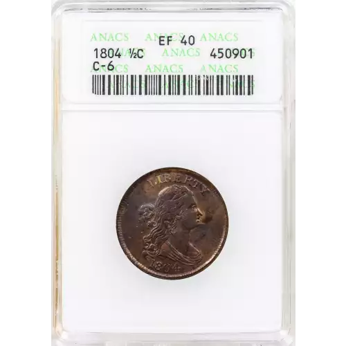 1804 Half Cent Draped Bust Copper-SPIKED CHIN