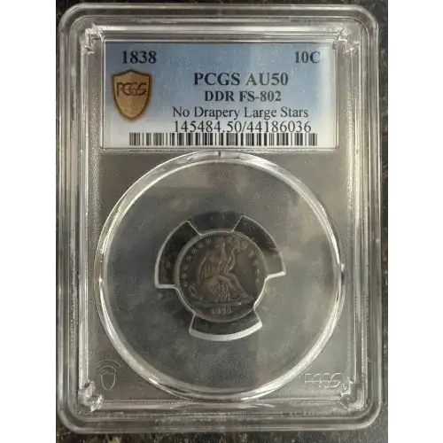 1838 10C DDR FS-802 No Drapery Large Stars