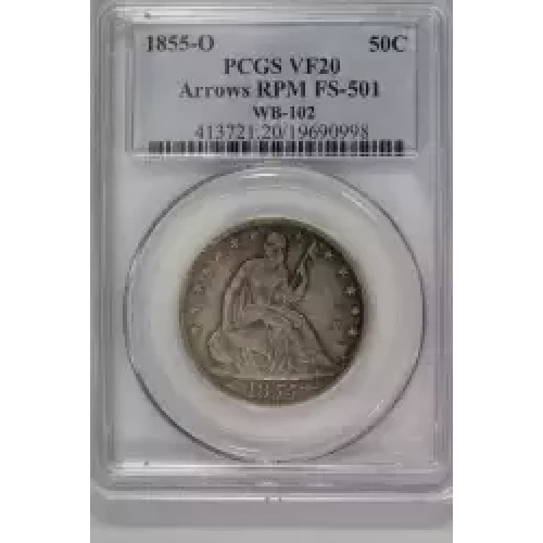 1855-O 50C WB-1 Arrows O/Horizontal O