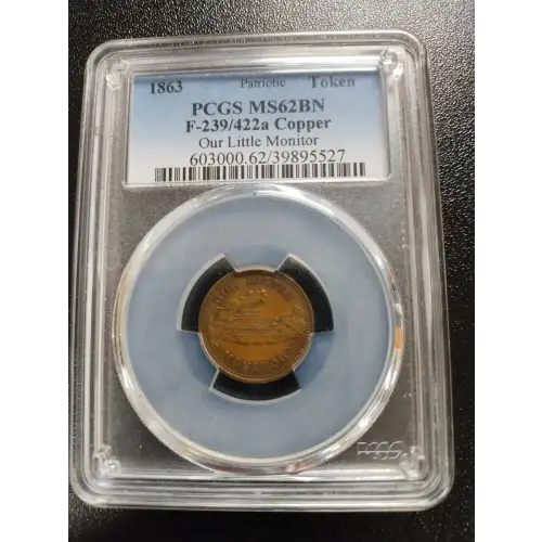 1863 Token F-239/422a Copper Our Little Monitor Patriotic, BN (3)