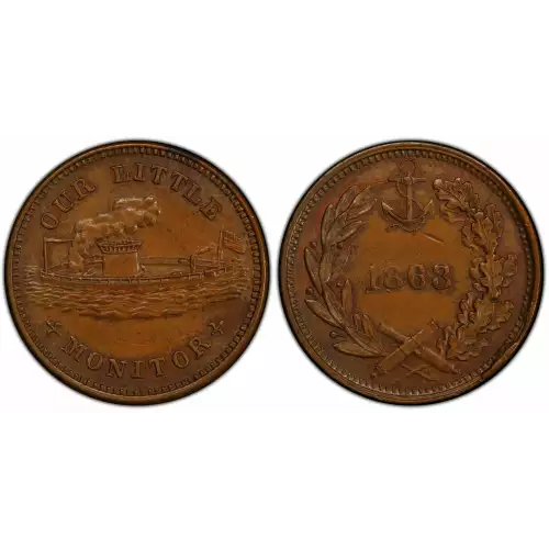 1863 Token F-239/422a Copper Our Little Monitor Patriotic, BN (2)