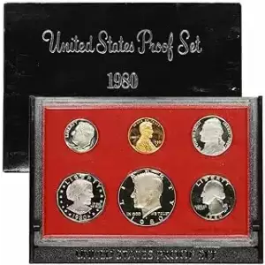 1980 Clad Proof Set: 6-Coin Set - ($1.91 FV)