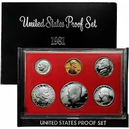 1981- Clad Proof Set 6 coins ($1.91 FV)