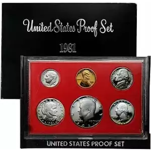 1981- Clad Proof Set 6 coins ($1.91 FV)