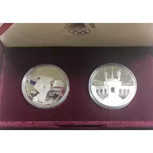 1983-1984 Los Angeles Olympiad - Two Coin Set - Proof Dollars - Box & OGP