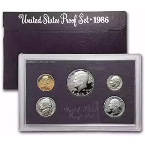 1986 Proof Set -  5 Coins ($0.91 FV) - Set