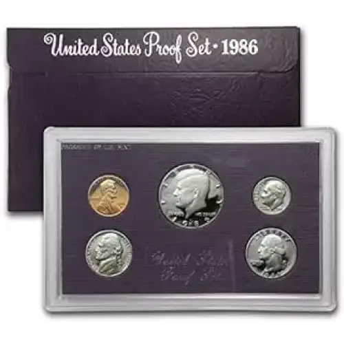 1986 Proof Set -  5 Coins ($0.91 FV) - Set
