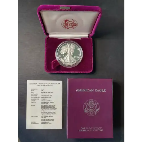 1987 S 1oz Silver Eagle  Proof - with Original Govt Packaging