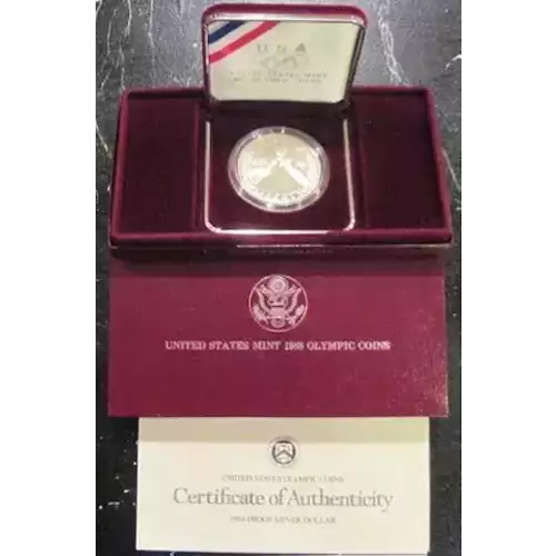 1988-S Seoul Olympiad - Proof Silver Dollar - Box & COA