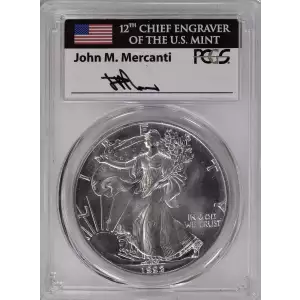1992 $1 Silver Eagle Mercanti Signature