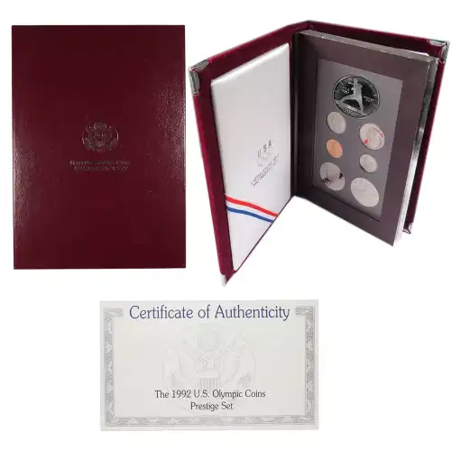 1992 Prestige Proof Set - Seven Coin Set - Box & COA ($1.91 FV)