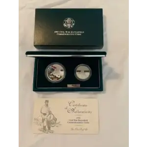 1995 Civil War Battlefield Preservation - Two Coin Set - Proof Half Dollar & Silver Dollar - Box & COA