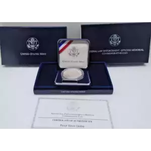 1997-P National Law Enforcement Officers Memorial Proof Silver Dollar - Box & COA