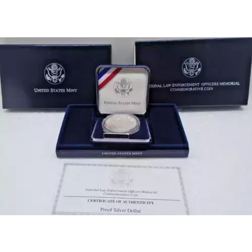 1997-P National Law Enforcement Officers Memorial Proof Silver Dollar - Box & COA
