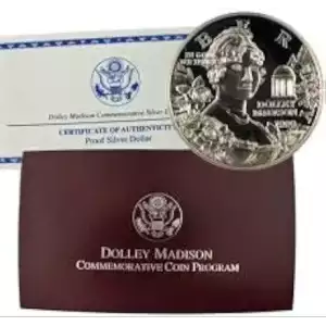 1999 Dolley Madison Proof Silver Dollar - Box & COA