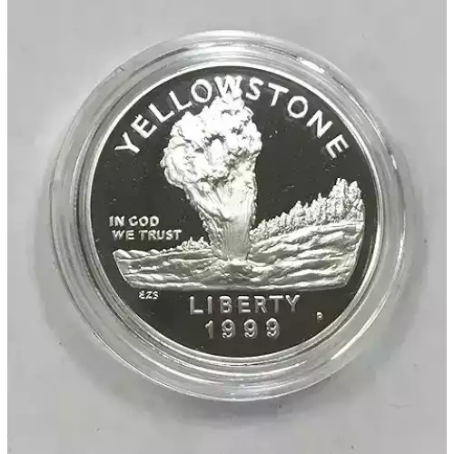 1999-P Yellowstone National Park - Proof Silver Dollar - Box & COA