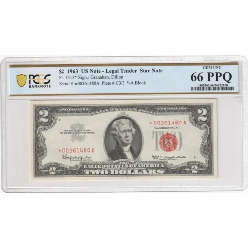 $2 1963 red seal. Small Legal Tender Notes 1513* (2)