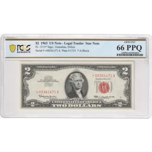 $2 1963 red seal. Small Legal Tender Notes 1513* (2)
