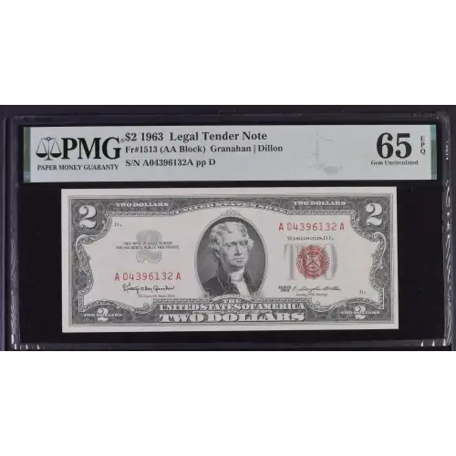 $2 1963 red seal. Small Legal Tender Notes 1513 (2)