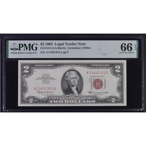 $2 1963 red seal. Small Legal Tender Notes 1513 (2)
