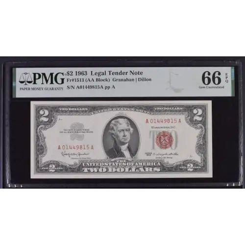 $2 1963 red seal. Small Legal Tender Notes 1513 (2)