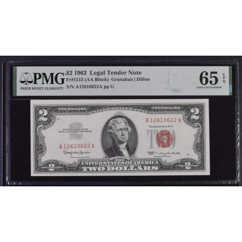 $2 1963 red seal. Small Legal Tender Notes 1513 (2)