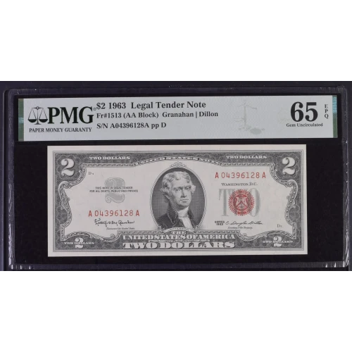 $2 1963 red seal. Small Legal Tender Notes 1513 (2)