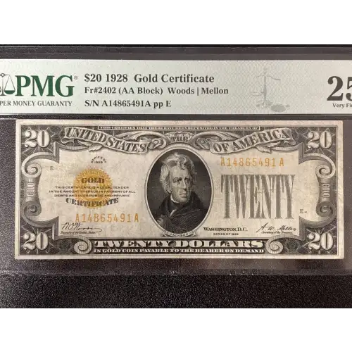 $20 1928 gold seal. Small Size Gold Certificates 2402