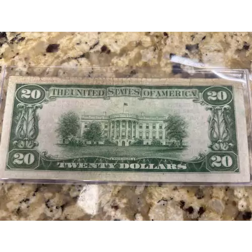 $20 1929 small brown seal. Small National Bank Notes 1802-2