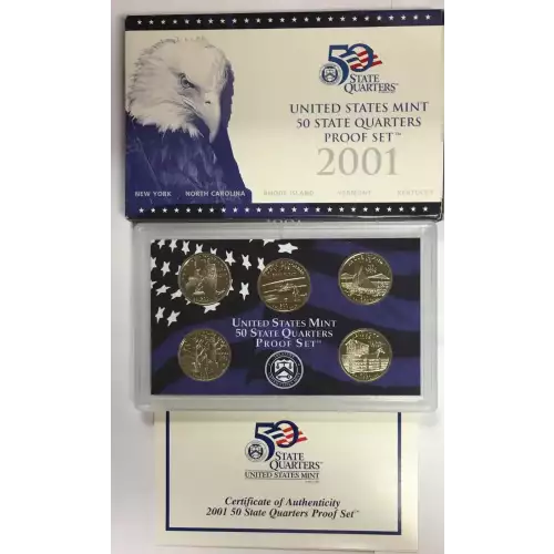 2001  Quarter Clad Proof Set - 5 Piece Quarter ($1.25 FV) 