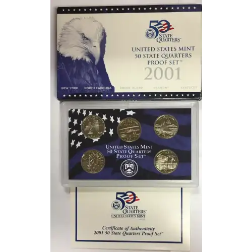 2001  Quarter Clad Proof Set - 5 Piece Quarter ($1.25 FV)