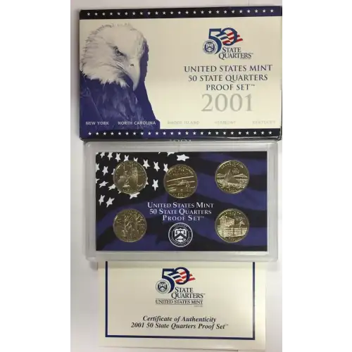 2001  Quarter Clad Proof Set - 5 Piece Quarter ($1.25 FV)