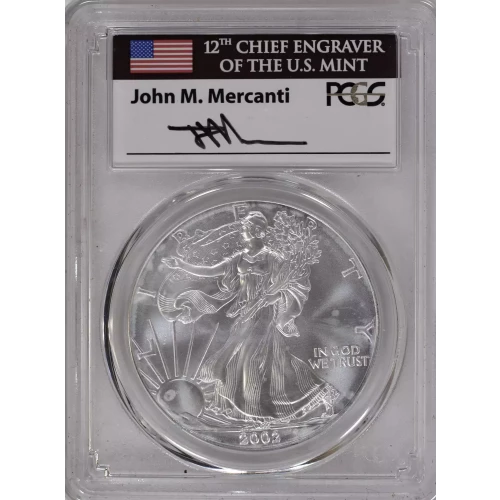 2002 $1 Silver Eagle Mercanti Signature