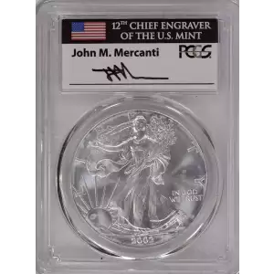 2002 $1 Silver Eagle Mercanti Signature