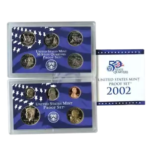 2002 Clad Proof Set: Complete 10-Coin Set, with Box and COA