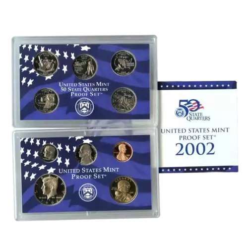 2002 Clad Proof Set: Complete 10-Coin Set, with Box and COA