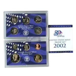 2002 Clad Proof Set: Complete 10-Coin Set, with Box and COA