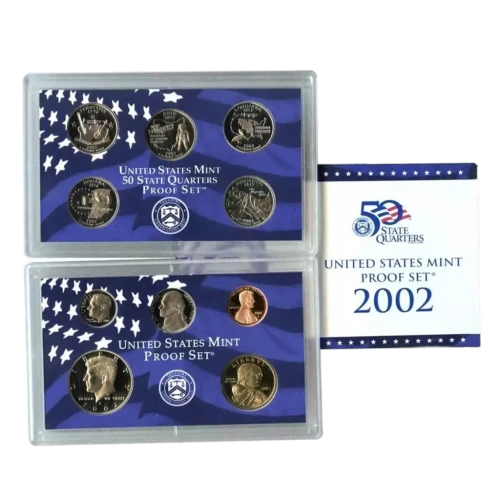 2002 Clad Proof Set: Complete 10-Coin Set, with Box and COA