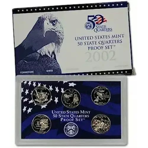 2002 Clad Quarter Proof Set 5 Piece ($1.25 FV) - Set