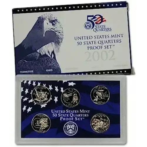 2002 Clad Quarter Proof Set 5 Piece ($1.25 FV) - Set