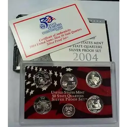 2004 Silver Quarter Proof Set - 5 Piece Quarter ($1.25 FV) - Set