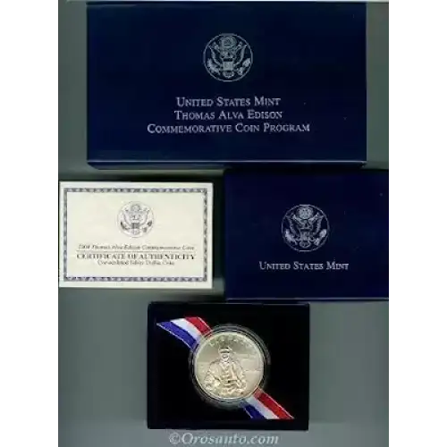 2004 Thomas Alva Edison BU Silver Dollar - Box & COA