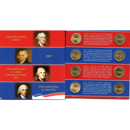 2007 Presidential Dollar 8 Coin Uncirculated Set